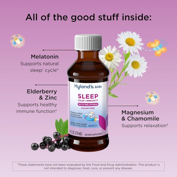 HYLANDS - Kids Sleep Calm + Immunity with Melatonin Grape - 4 fl oz (118 ml) For Discount