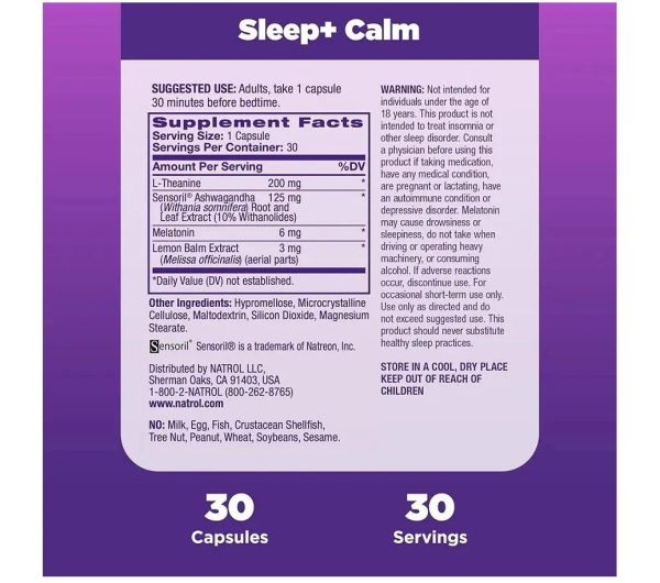 NATROL - Sleep+ Calm - 30 Capsules Hot on Sale