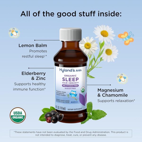 HYLANDS - Kids Organic Sleep Calm + Immunity Melatonin-Free Grape - 4 fl oz (118 ml) Online Sale