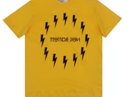 Neil Barrett Kids Yellow Thunderbolt Print T-shirt For Cheap