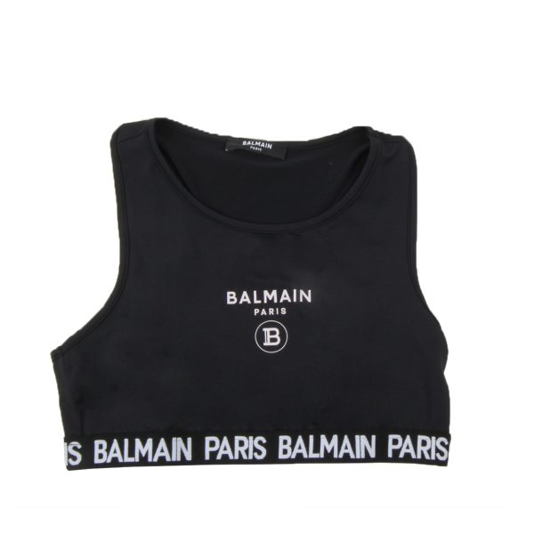 Balmain Kids Logo Print Crop Top Fashion