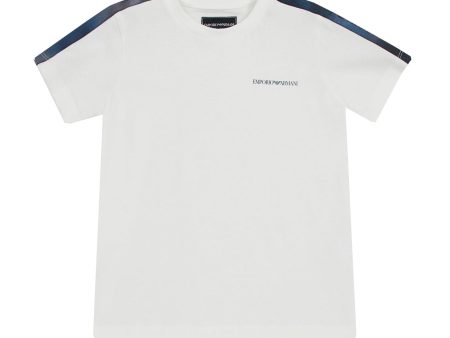 Armani Junior White Contrast Branding T-shirt Fashion