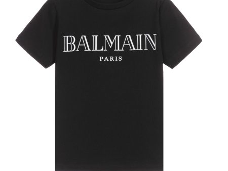 Balmain Kids Black and White Logo T-shirt Fashion