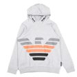 Armani Junior Eagle Logo Printed Grey Hoodie Hot on Sale