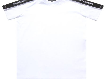 Armani Junior White Sleeve Logo T-shirt on Sale