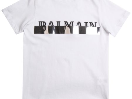 Balmain Kids White Cotton Logo T-Shirt Online