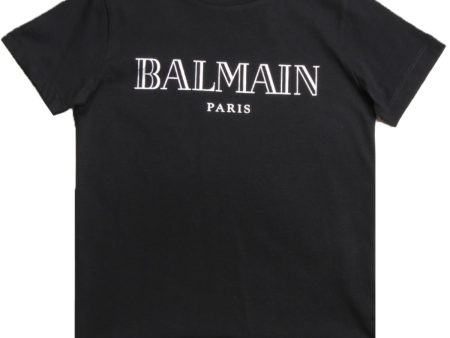 Balmain Kids Black Cotton Logo T-Shirt on Sale