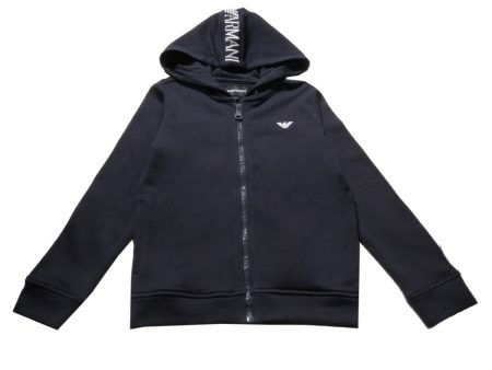 Armani Junior Navy Chest Logo Hoodie Online Sale