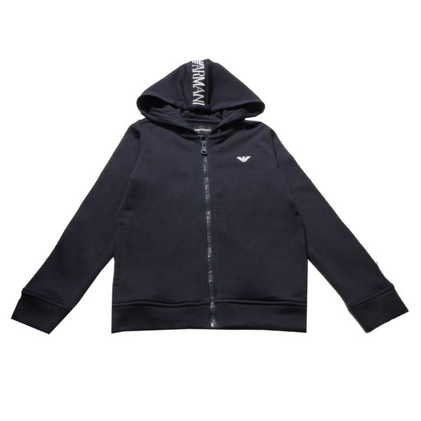 Armani Junior Navy Chest Logo Hoodie Online Sale