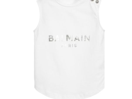 Balmain Kids Logo Print Tank Top Online Hot Sale