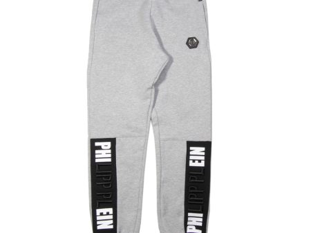 Philipp Plein Junior Grey Embossed Logo Sweat Bottom on Sale