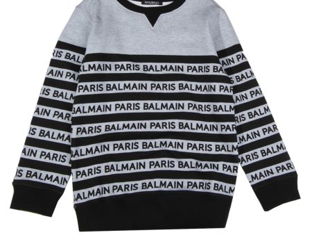 Balmain Kids Grey Logo Print Sweatshirt on Sale