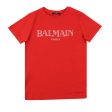 Balmain Kids White and Red Logo T-shirt Online now