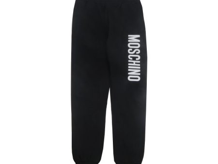 Moschino Kids Black Logo Print Trousers Fashion