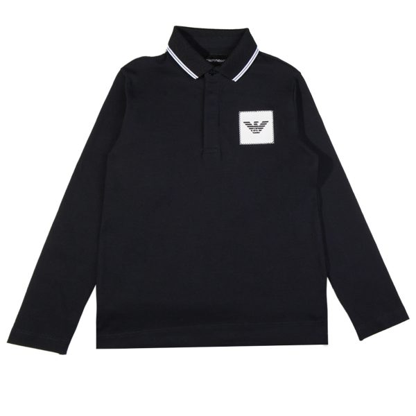 Armani Junior Blue Long Sleeved Polo Shirt For Discount