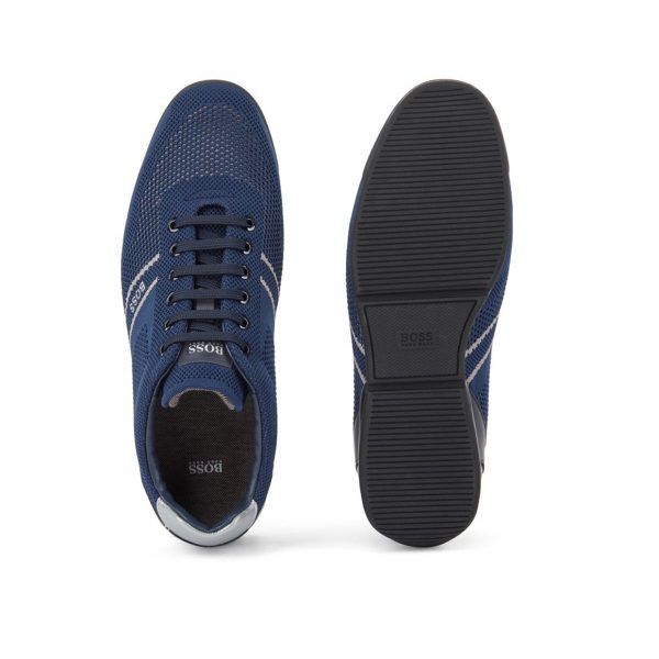 BOSS Blue Knitted Upper Low Top Trainers Cheap