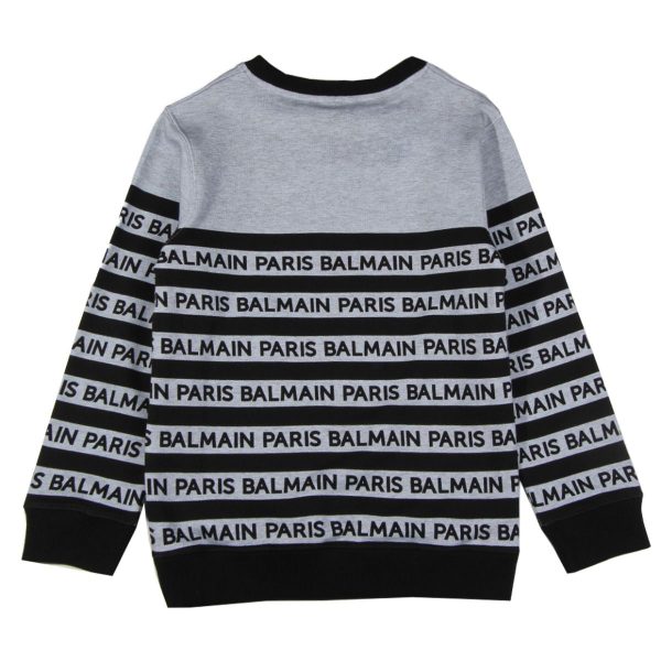 Balmain Kids Grey Logo Print Sweatshirt on Sale