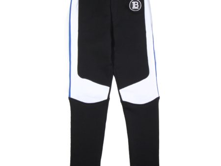 Balmain Kids Black Logo Patch Trousers Online now