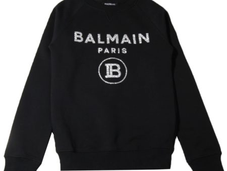 Balmain Kids Black Glitter Logo Sweatshirt Online Sale