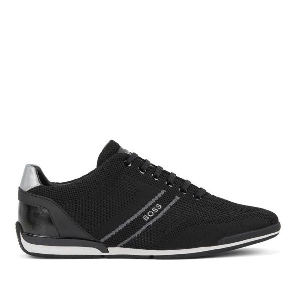 BOSS Black Knitted Upper Low Top Trainers Discount