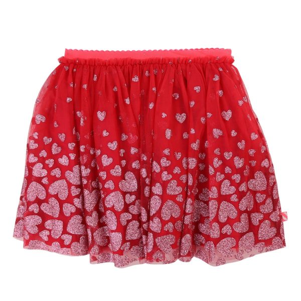 Billieblush Pink Net Frill Heart Motif Skirt Online Sale