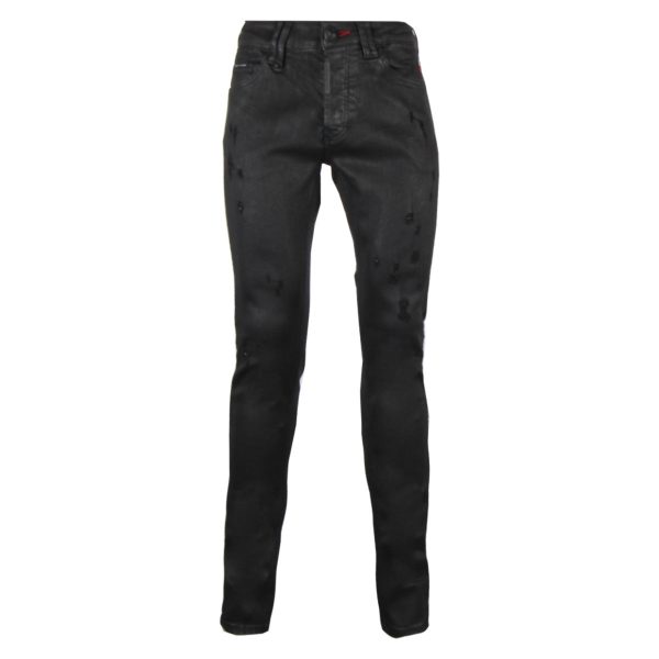 Philipp Plein Black Super Straight Cut Jeans Online Sale