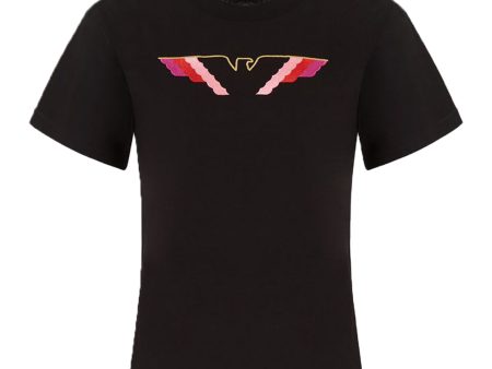 Emporio Armani Black Multi-coloured Eagle Logo T-shirt For Sale