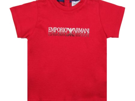 Armani Baby Red Chest Logo T-shirt For Cheap