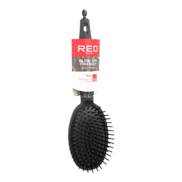 Detangling Hairbrush Red Kiss Kiss Rubberized Black Oval Online Hot Sale